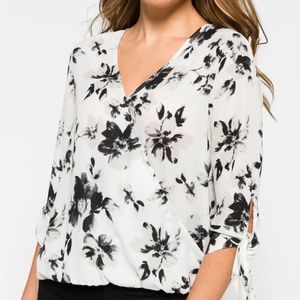 WEST KEI - Allan Surplice Tie Sleeve High-Low Blouse (Stitch Fix)
